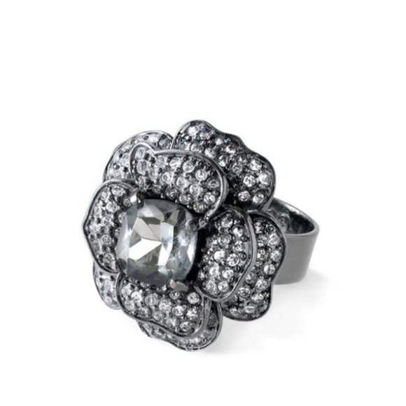 Stella & Dot | ‘Vintage' Retired Pavé Crystal Hematite Belle Fleur Cocktail - Picture 3 of 9